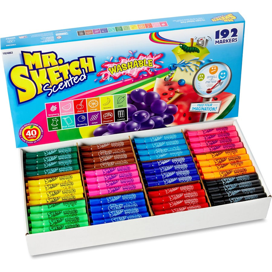 Mr. Sketch Scented Washable Markers - Washable - Assorted Ink - 192 / Set