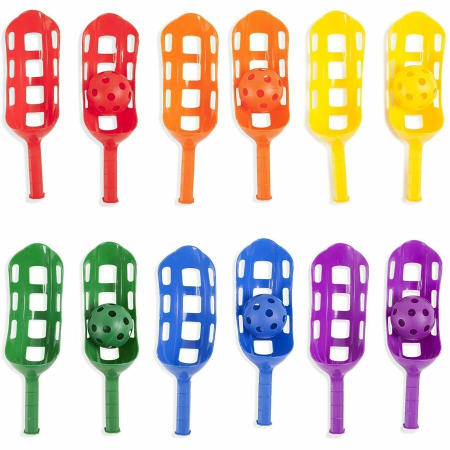 Champion Sports Scoop Ball Set - 2 Pair - Red, Orange, Yellow, Green, Blue, Purple - Plastic