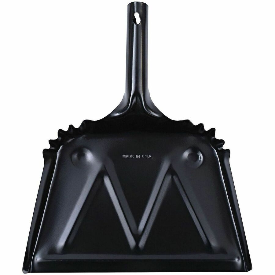 Genuine Joe Heavy-duty Metal Dustpan - 12" Wide - Steel - Black - 12 / Carton