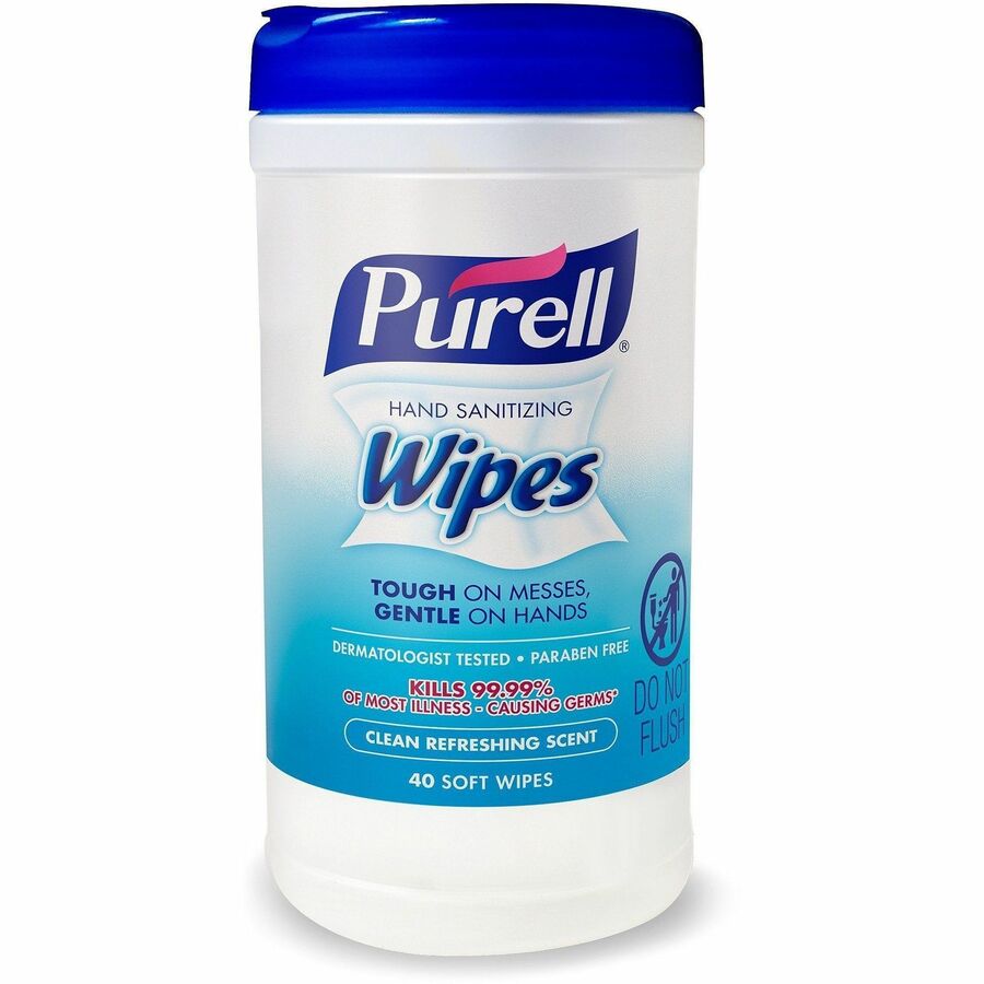 PURELL&reg, Clean Scent Hand Sanitizing Wipes - Clean - White - 40/Tub - 1 Each