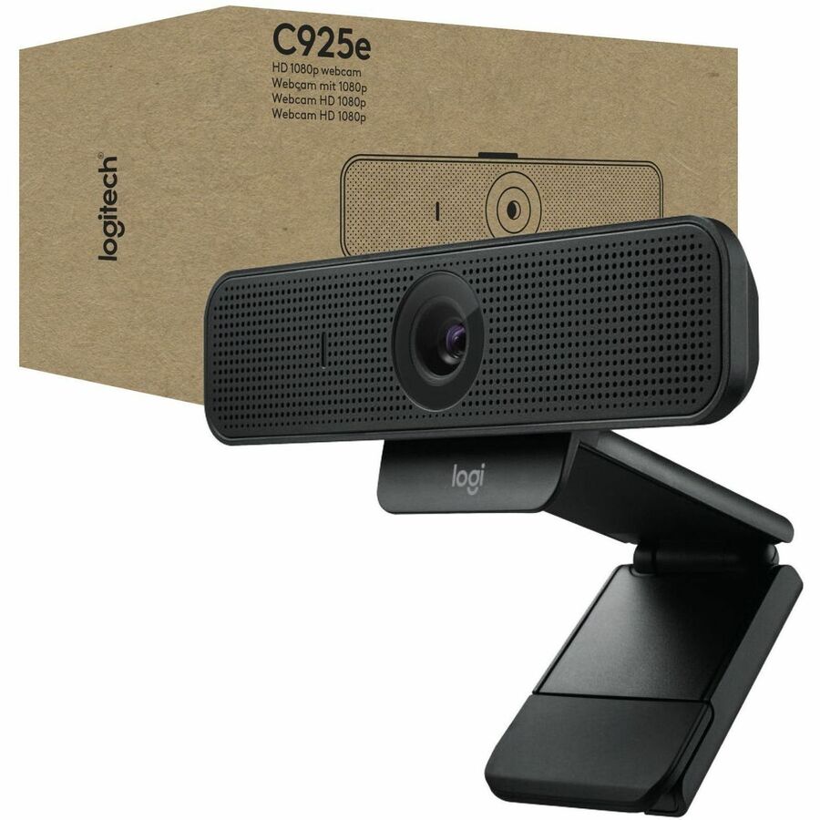 Logitech C925e Webcam - 30 fps - Black - USB 2.0 - 1 Each - 1920 x 1080 Video - Auto-focus - 78&deg, Angle - Clip, Tripod Mount - 1.2x Digital Zoom - Widescreen - Microphone - For Notebook, Monitor, Computer - Windows 8 or Later, ChromeOS, macOS 10.7 o...