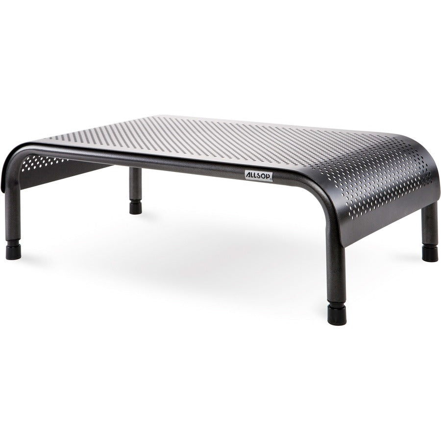 Allsop Metal Art Ergo 3 Adjustable Monitor Stand 15-Inch Wide Platform - (31630) - 35 lb Load Capacity - 8" Height x 18" Width x 10" Depth - Powder Coated - Metal - Pearl, Black - Durable, Ergonomic, Comfortable, Sturdy