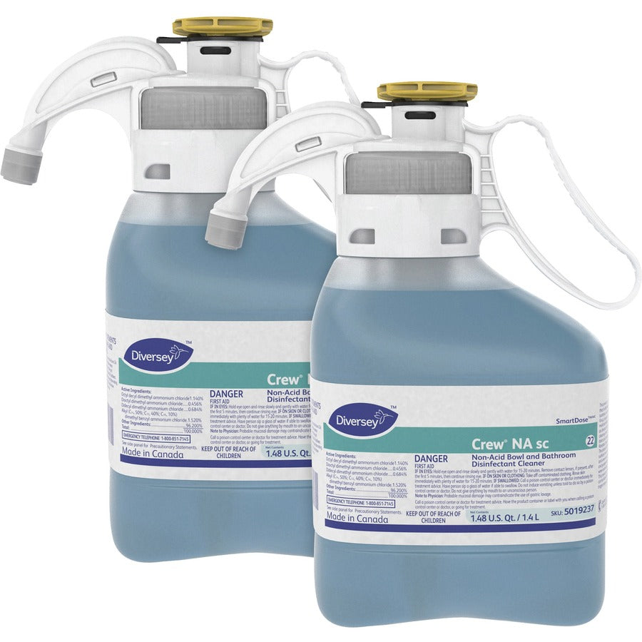 Diversey Non-acid Bowl/Bathroom Cleaner - Concentrate - 47.3 fl oz (1.5 quart) - Floral Scent - Disinfectant, Deodorize, Antibacterial - Blue - 2 / Carton
