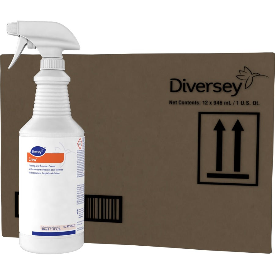 Diversey Foaming Acid Restroom Cleaner - For Multipurpose - Ready-To-Use - Spray - 32 fl oz (1 quart) - Fresh Scent - Recommended For: Soap Scum Remover, Hard Water Remover - Strong - Red - 12 / Carton