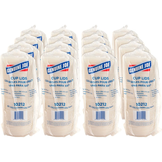 Genuine Joe Vented Hot Cup Lid - Polystyrene - White - 50/Pack - 20 / Carton