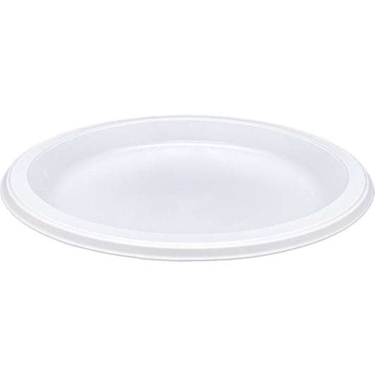 Genuine Joe 10-1/4" Large Plastic Plates - Disposable - 10.3" Diameter - Warm White - Plastic Body - 125/Pack - 4 / Carton