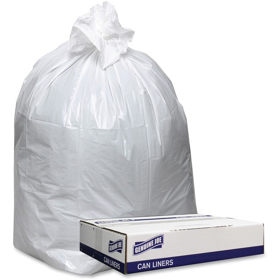 Genuine Joe Low Density White Can Liners - 60 gal Capacity - 58" Length x 38" Width x 0.90 mil (23 Micron) Thickness - Low Density - White - Can, Waste Disposal - 100 / Carton