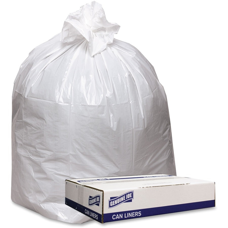 Genuine Joe Low Density White Can Liners - 56 gal Capacity - 47" Length x 43" Width x 0.90 mil (23 Micron) Thickness - Low Density - White - Industrial Trash - 100 / Carton