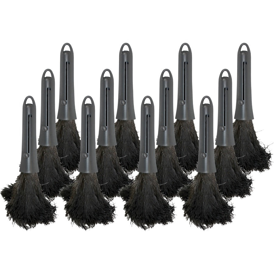Genuine Joe Retractable Feather Duster - Plastic Handle - Brown - 12 / Carton