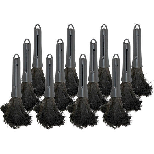 Genuine Joe Retractable Feather Duster - Plastic Handle - Brown - 12 / Carton