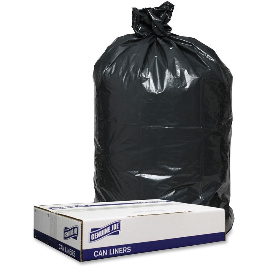 Genuine Joe Low Density Black Can Liners - 45 gal Capacity - 46" Length x 40" Width x 1.20 mil (30 Micron) Thickness - Low Density - Black - Can - 100 / Carton