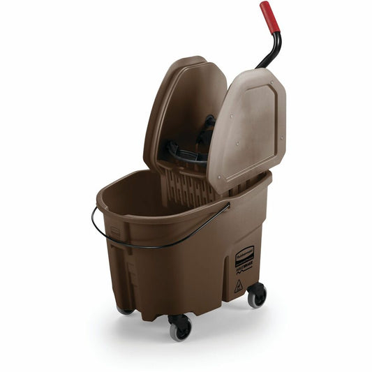 Rubbermaid Commercial WaveBrake Combo Mop Bucket - 8.75 gal - Splash Resistant - 23.5" x 15.5" x 20" - Tubular Steel, Plastic - Brown - 1 Carton