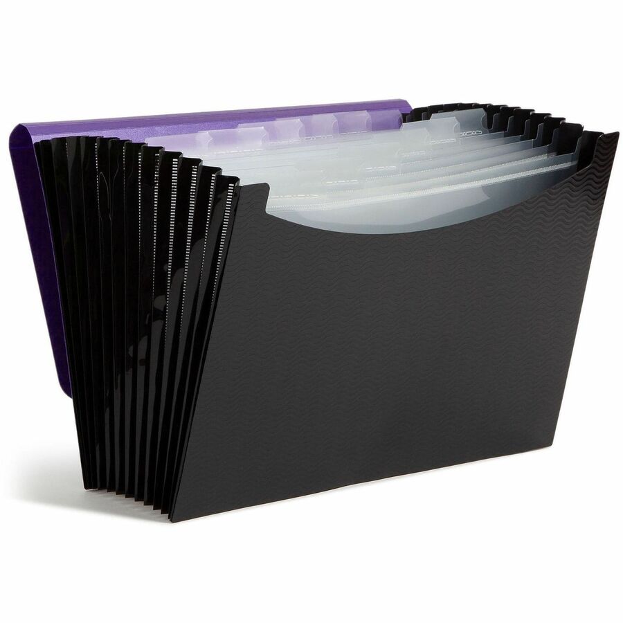 Smead Letter Expanding File - 8 1/2" x 11" - 12 Pocket - Purple, Black - 1 Each