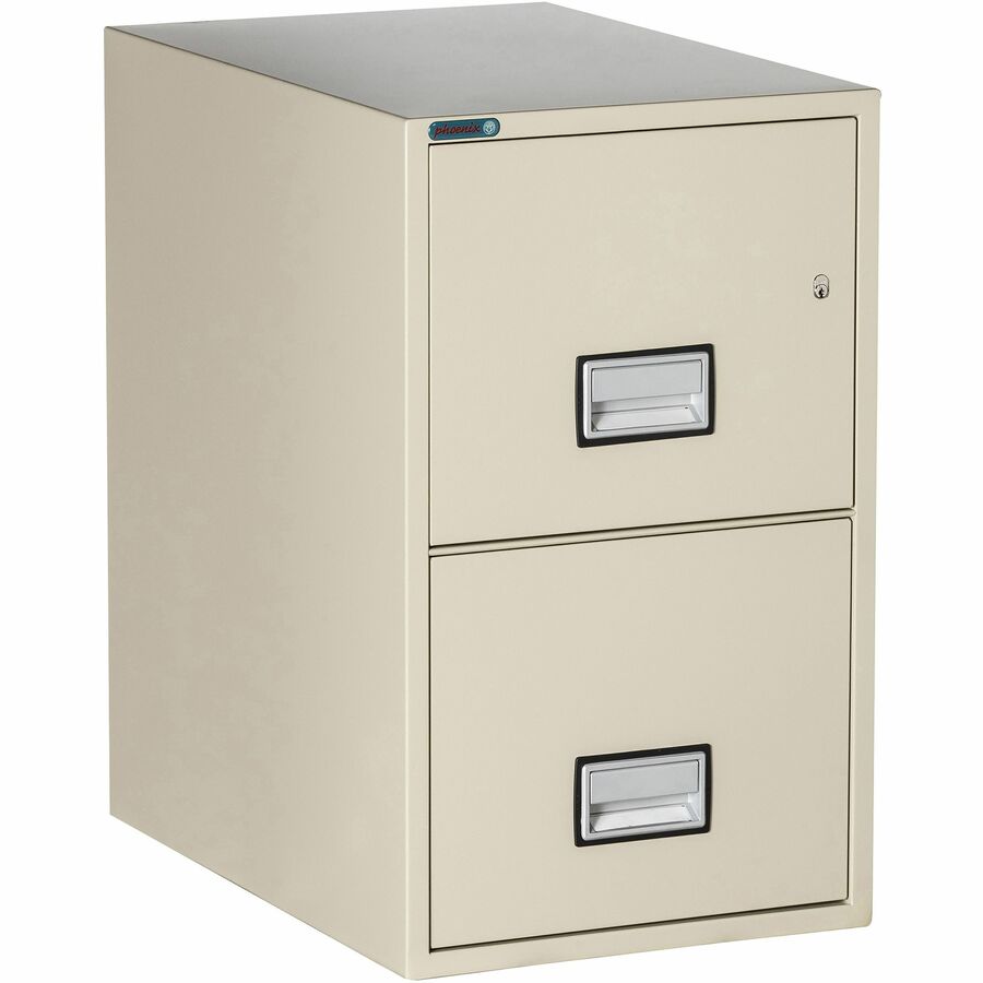 Phoenix World Class Vertical File - 2-Drawer - 16.9" Width x 25" Depth x 28" Height - 2 x Drawer(s) for File - Letter - Vertical - Impact Resistant, Fire Resistant, Explosion Resistant, Security Lock - Putty