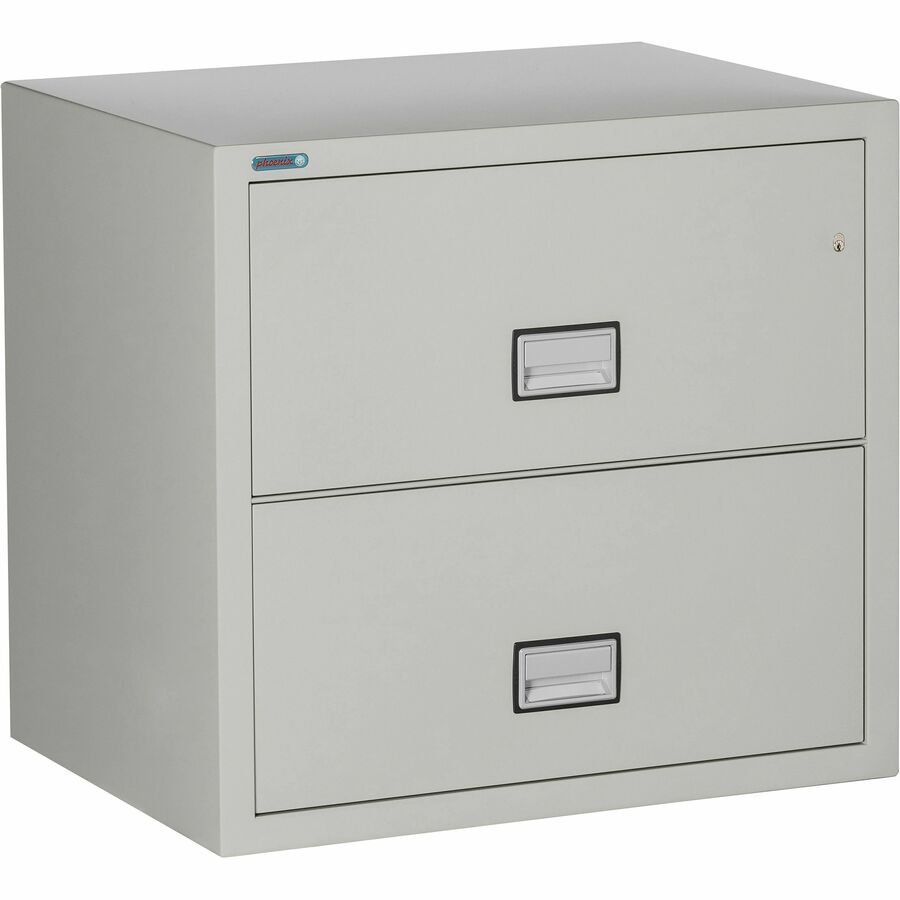 Phoenix World Class Lateral File - 2-Drawer - 31" Width x 23.6" Depth x 28.8" Height - 2 x Drawer(s) for File - Lateral - Fire Resistant, Explosion Resistant, Impact Resistant, Security Lock - Light Gray