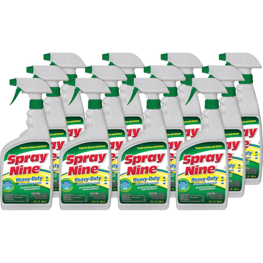 Spray Nine Heavy-Duty Cleaner/Degreaser w/Disinfectant - For Multi Surface, Multipurpose - Spray - 22 fl oz (0.7 quart) - Recommended For: Soil Remover, Bacteria Remover, Virus Remover, Germs Remover, Mold Remover, Mildew Remover, Grease Remover, Grime...