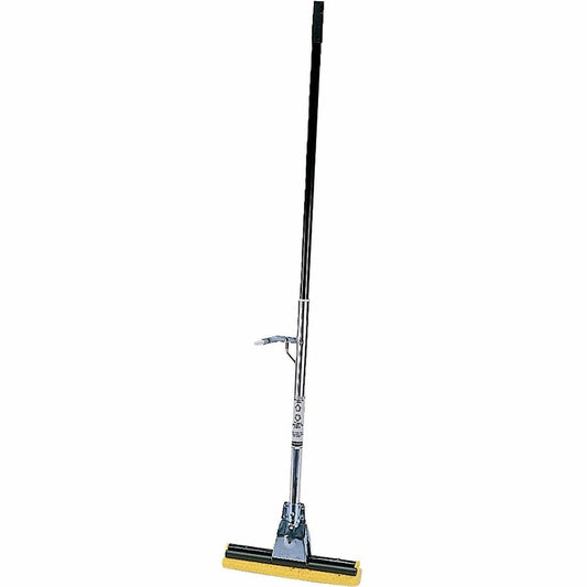 Rubbermaid Commercial 12" Head Steel Sponge Mop - 12" Width Cellulose Head Steel Handle - Refillable - Bronze - 6 / Carton