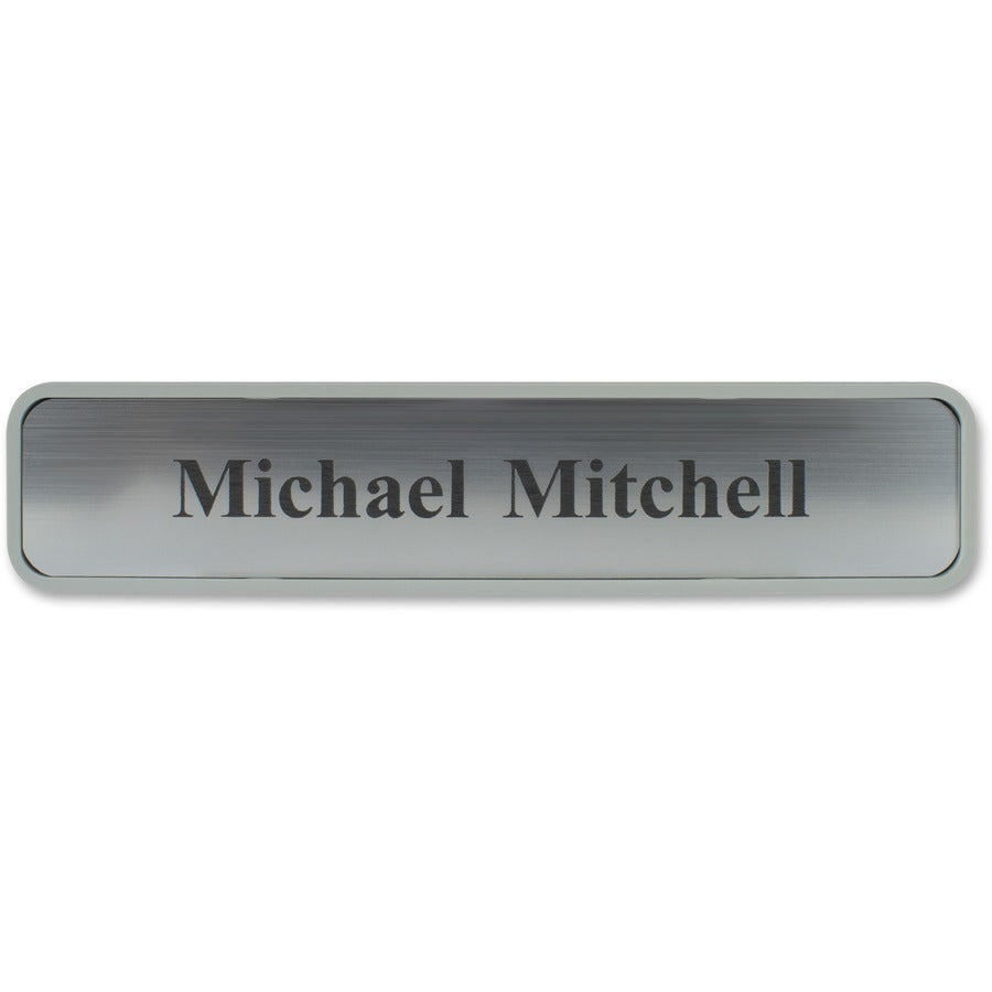 Xstamper Designer Framed Wall/Door Sign - 10" Holding Width x 2" Holding Height - Rectangular Shape - Wall, Door - Rounded Corner - Plastic - Gray - 1 Each
