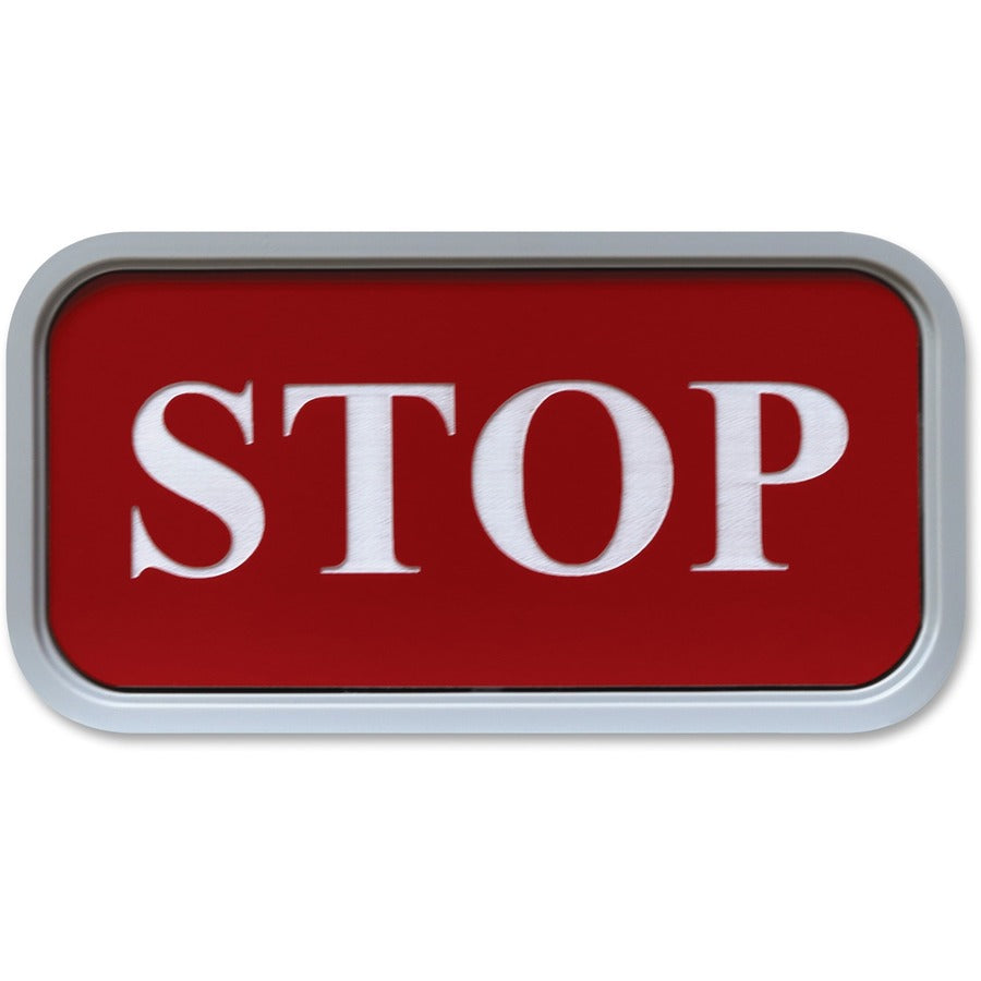 Xstamper Designer Framed Wall/Door Sign - 4" Holding Width x 2" Holding Height - Rectangular Shape - Wall, Door - Rounded Corner - Plastic - Gray - 1 Each