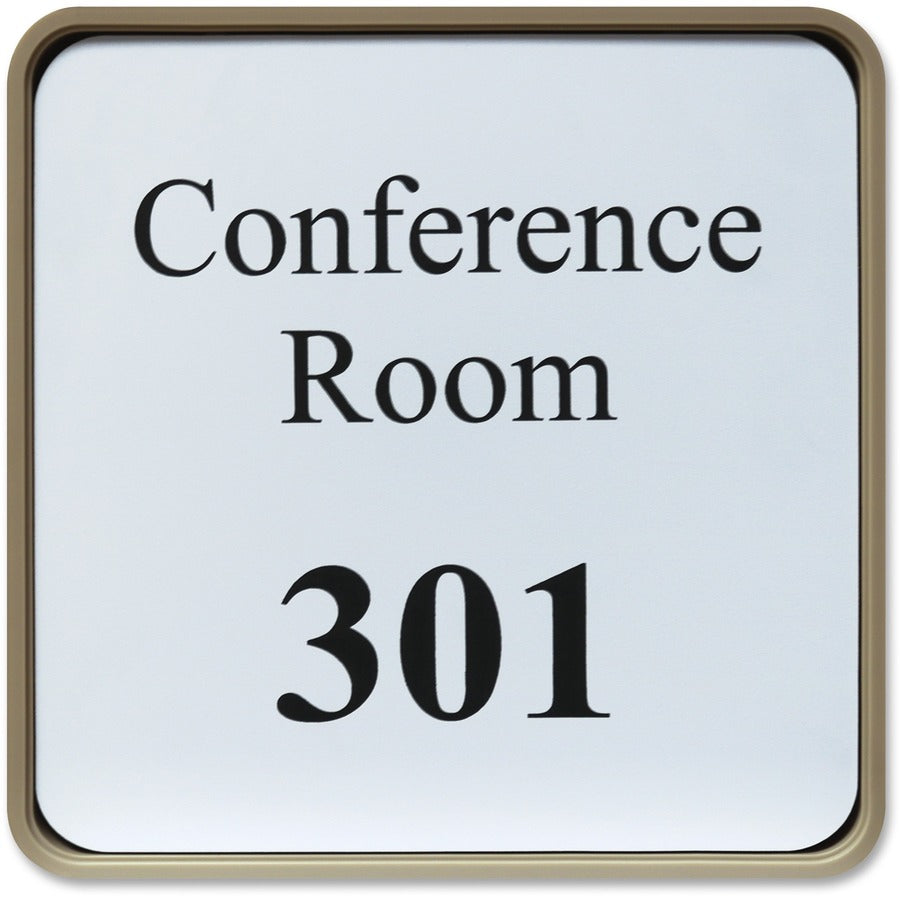 Xstamper Designer Framed Wall/Door Sign - 6" Holding Width x 6" Holding Height - Square Shape - Wall, Door - Rounded Corner - Plastic - Almond - 1 Each