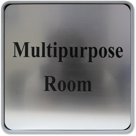 Xstamper Designer Framed Wall/Door Sign - 8" Holding Width x 8" Holding Height - Square Shape - Wall, Door - Rounded Corner - Plastic - Gray - 1 Each