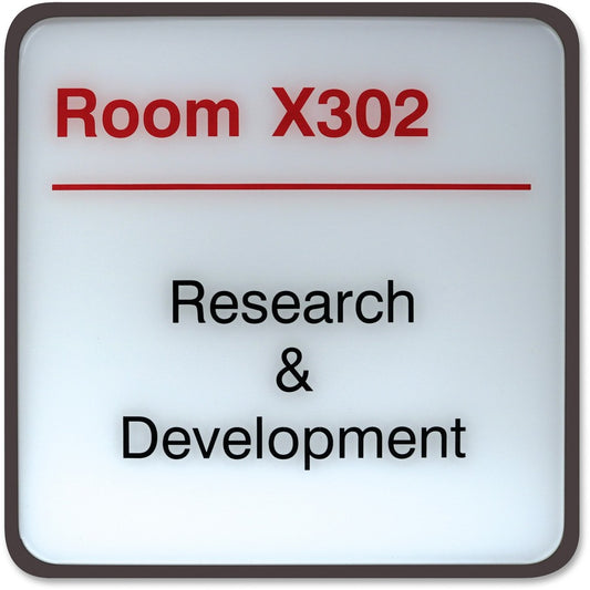 Xstamper Designer Framed Wall/Door Sign - 8" Holding Width x 8" Holding Height - Square Shape - Wall, Door - Rounded Corner - Plastic - Brown - 1 Each