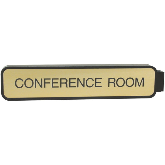 Xstamper Designer Double-sided Corridor Sign - 10" Holding Width x 2" Holding Height - Rectangular Shape - Double Sided - Rounded Corner - Plastic - Black - 1 Each
