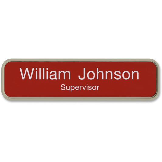 Xstamper Designer Framed Wall/Door Sign - 8" Width x 2" Height - Rectangular Shape - Rounded Corner - Plastic - Almond - 1 Each