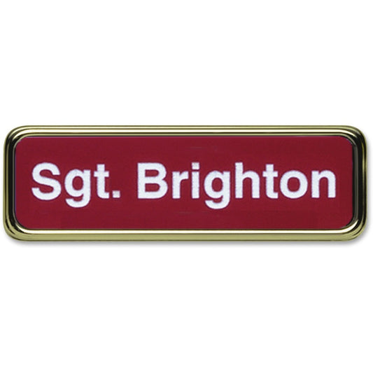 Xstamper Gold Frame Name Badge - 1" Width x 3" Height - Rectangular Shape - Durable - Plastic - 1 Each