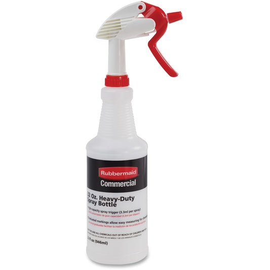 Rubbermaid Commercial 32-oz Trigger Spray Bottle - Suitable For Cleaning - Heavy Duty - 9.6" Height x 3.4" Width - Clear - 6 / Carton