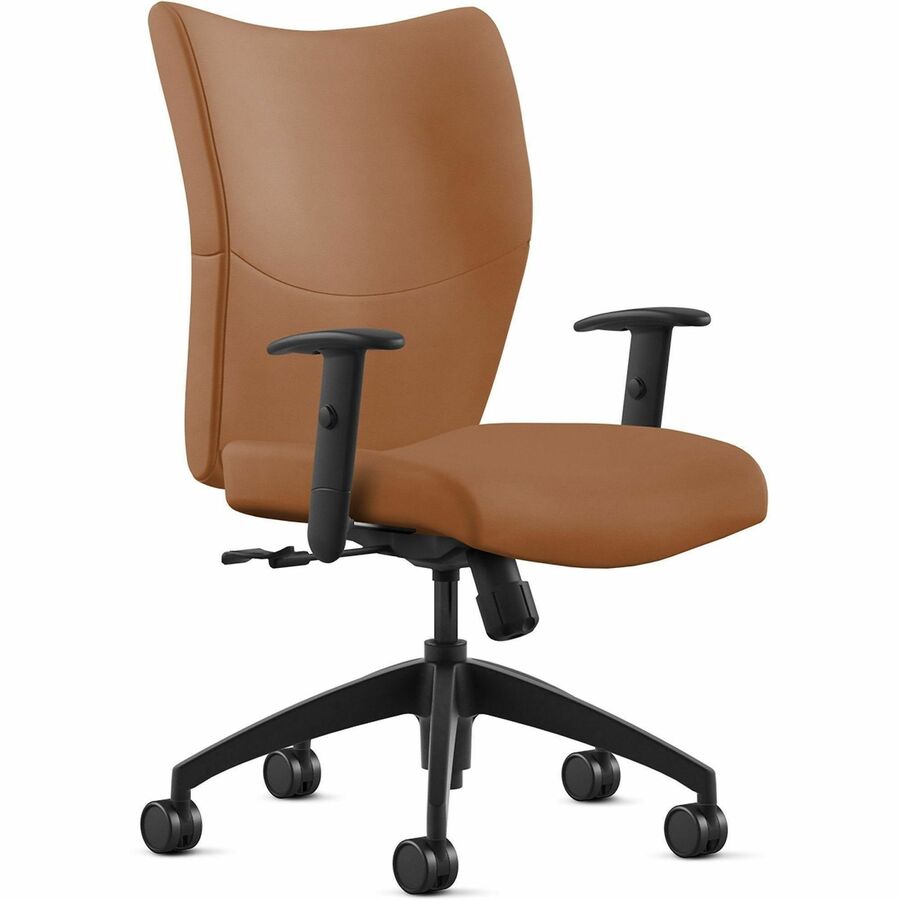 9 to 5 Seating Bristol Mid Back - Camel Seat Color - Leather Seat Material - Camel Back Color - Leather Back Material - Mid Back - 5-star Base - 1 Each