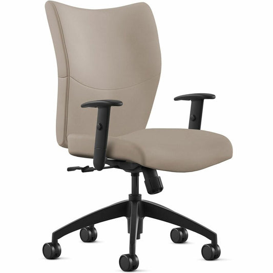9 to 5 Seating Bristol Mid Back - Mushroom Seat Color - Leather Seat Material - Mushroom Back Color - Leather Back Material - Mid Back - 5-star Base - 1 Each