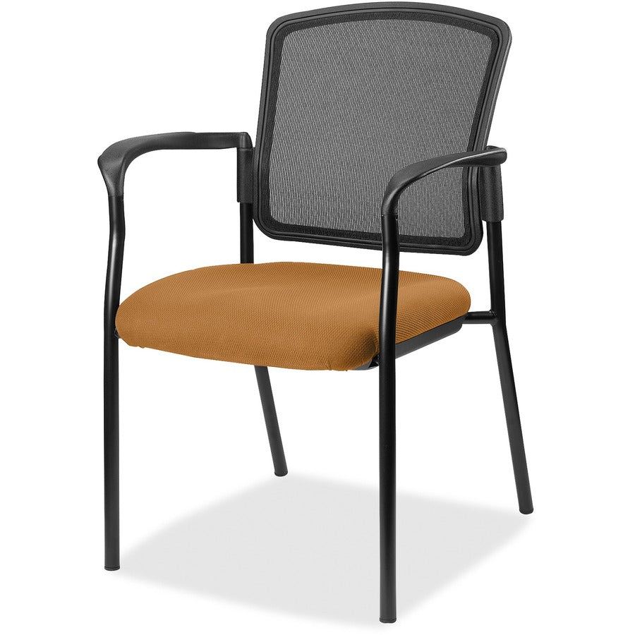 Lorell Mesh Back Stackable Guest Chair - Dillon Fiesta Seat Color - Vinyl Seat Material - Black Back Color - Mesh Back Material - Black Frame Color - Powder Coated Steel Frame Material - Four-legged Base - Fiesta - Armrest - 1 Each