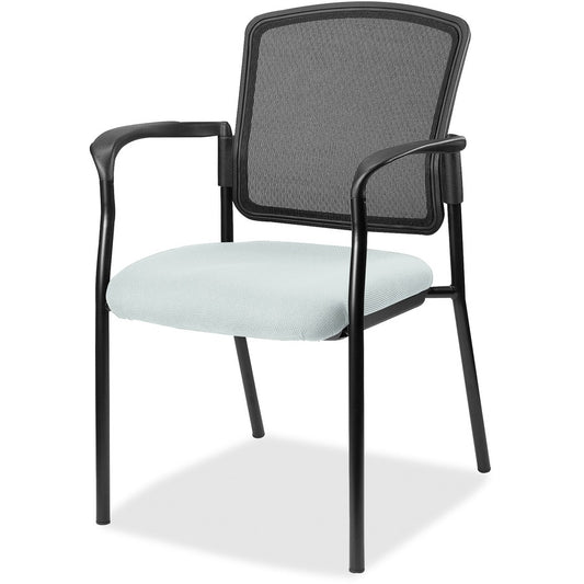Lorell Mesh Back Stackable Guest Chair - Castillo Breezy Seat Color - Vinyl Seat Material - Black Back Color - Mesh Back Material - Black Frame Color - Powder Coated Steel Frame Material - Mid Back - Four-legged Base - Breezy - Fabric - Armrest - 1 Each
