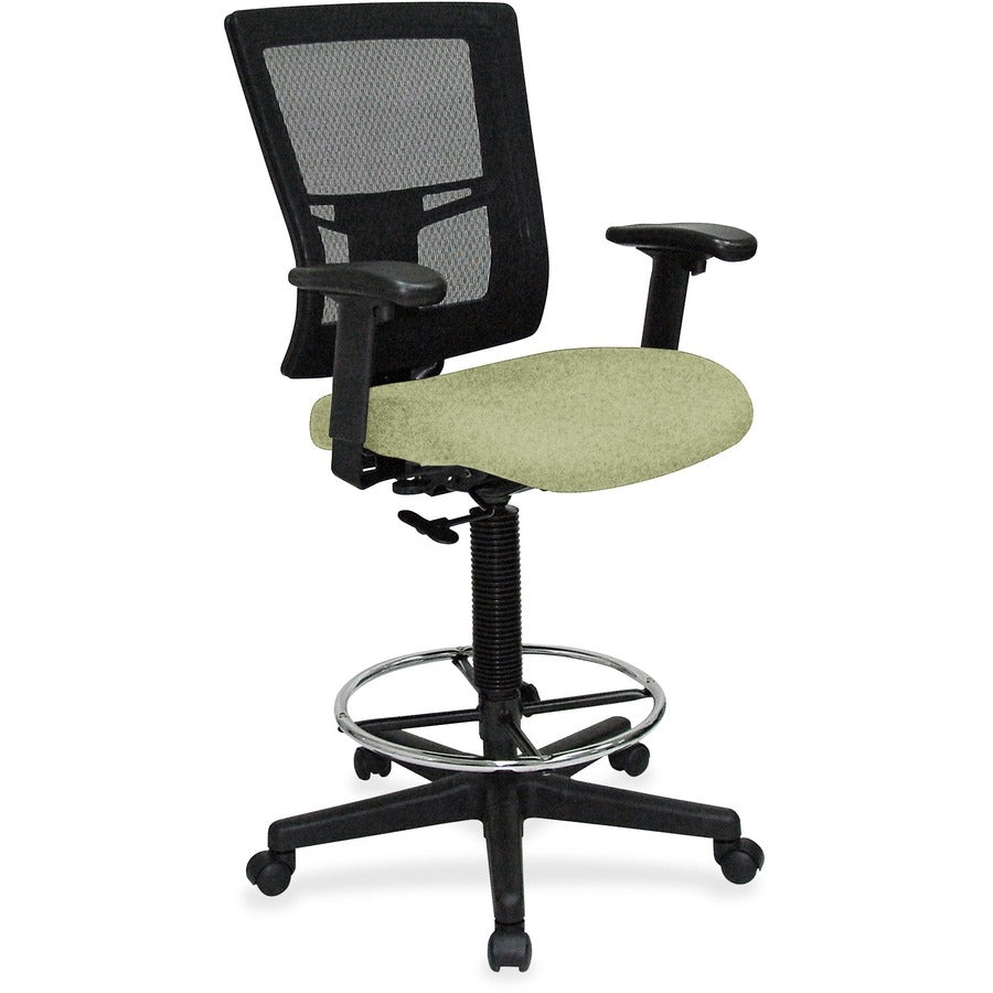 Lorell Mesh Back Drafting Stool - Dillon Sage Seat Color - Vinyl Seat Material - Black Back Color - Mesh Back Material - Black Frame Color - Mid Back - 5-star Base - Sage - Vinyl - Armrest - 1 Each