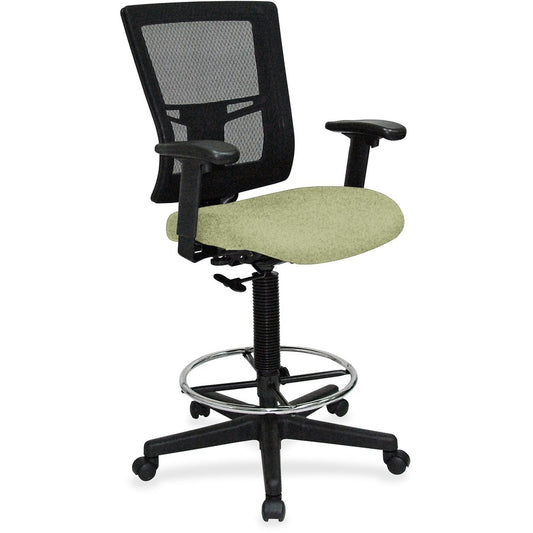 Lorell Mesh Back Drafting Stool - Dillon Sage Seat Color - Vinyl Seat Material - Black Back Color - Mesh Back Material - Black Frame Color - Mid Back - 5-star Base - Sage - Vinyl - Armrest - 1 Each
