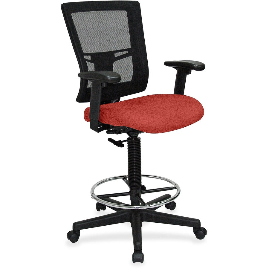 Lorell Mesh Back Drafting Stool - Canyon Red Rock Seat Color - Vinyl Seat Material - Black Back Color - Mesh Back Material - Black Frame Color - Mid Back - 5-star Base - Red Rock, Canyon - Vinyl - Armrest - 1 Each