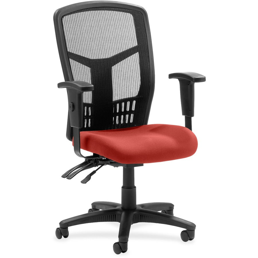 Lorell Executive High-back Mesh Chair - Canyon Red Rock Seat Color - Vinyl Seat Material - Black Back Color - Mesh Back Material - Black Frame Color - Steel, Plastic Frame Material - High Back - 5-star Base - Red Rock, Canyon - 1 Each