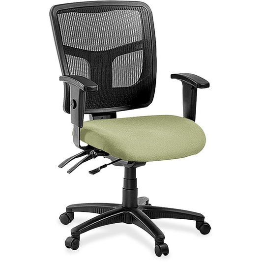 Lorell ErgoMesh Series Managerial Mesh Mid-Back Chair - Dillon Sage Seat Color - Vinyl Seat Material - Black Back Color - Mesh Back Material - Mid Back - 5-star Base - 1 Each