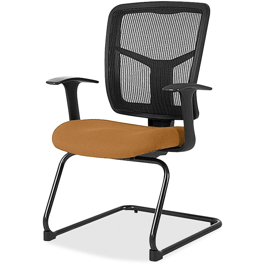 Lorell ErgoMesh Series Mesh Back Guest Chair with Arms - Dillon Fiesta Seat Color - Vinyl Seat Material - Black Back Color - Mesh Back Material - Cantilever Base - Fiesta - Armrest - 1 Each