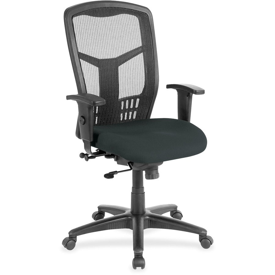 Lorell Executive Mesh High-back Swivel Chair - Dillon Black Seat Color - Vinyl Seat Material - Black Back Color - Mesh Back Material - High Back - Black - Armrest - 1 Each