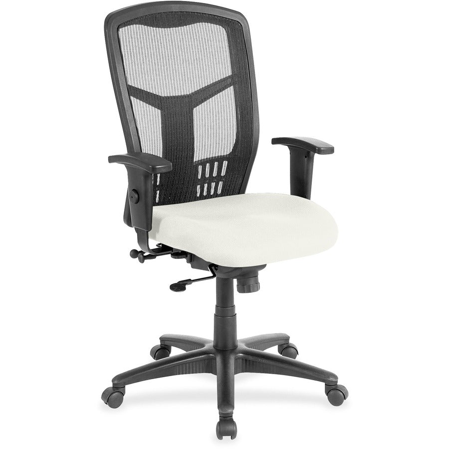 Lorell Executive Mesh High-back Swivel Chair - Dillon Snow Seat Color - Vinyl Seat Material - Black Back Color - Mesh Back Material - High Back - Snow - Armrest - 1 Each