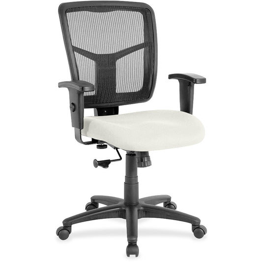 Lorell Ergomesh Managerial Mesh Mid-back Chair - Dillon Snow Seat Color - Vinyl Seat Material - Black Back Color - Mesh Back Material - Mid Back - 5-star Base - 1 Each