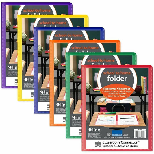 C-Line Classroom Connector Report Cover - 2 Front & Back Pocket - Red, Orange, Yellow, Blue, Green, Purple - 36 / Box