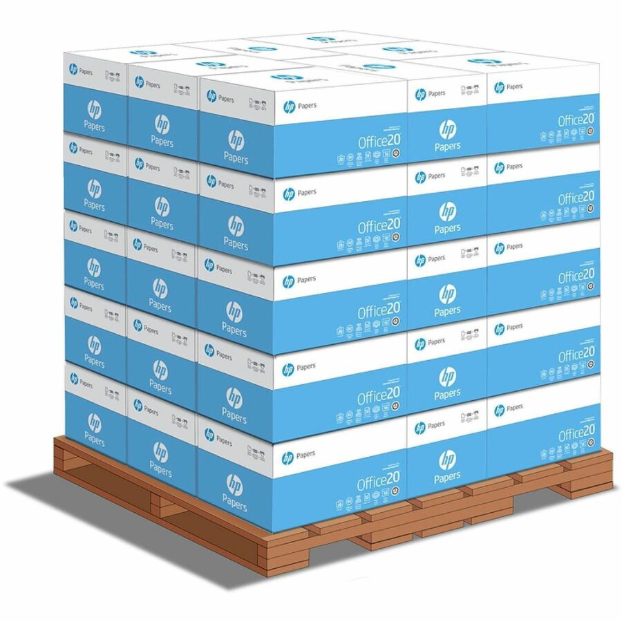 HP Office20 Paper - White - 92 Brightness - Letter - 8 1/2" x 11" - 20 lb Basis Weight - Smear Resistant, Quick Drying, Acid-free - White - 500 Sheets per Ream - 40 / Pallet