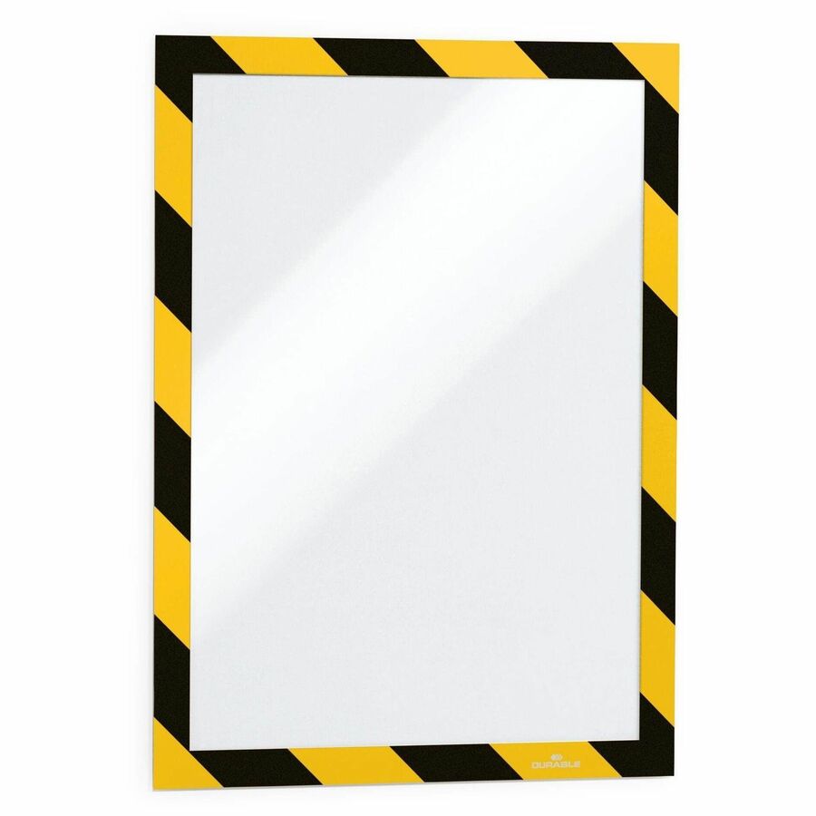 DURABLE DURAFRAME Twin-Color Border Self-Adhesive Document Frame - 2/Pack - 8.50" Holding Width x 11" Holding Height - Square Shape - Self-adhesive, Magnetic, Flexible - Black, Yellow, Transparent - 2 / Pack