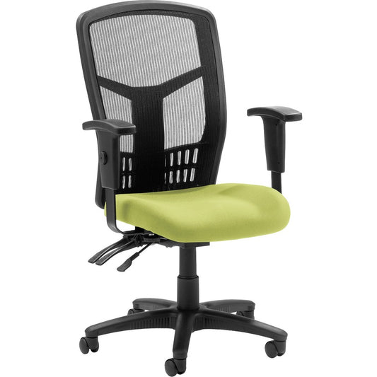Lorell Executive High-back Mesh Chair - Dillon Apple Green Seat Color - Vinyl Seat Material - Black Back Color - Mesh Back Material - Black Frame Color - Steel, Plastic Frame Material - High Back - 5-star Base - Armrest - 1 Each