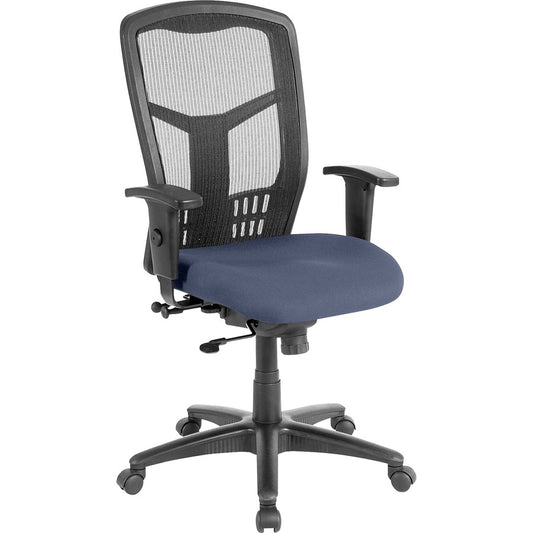Lorell Executive Mesh High-back Swivel Chair - Dillon Ocean Seat Color - Vinyl Seat Material - Black Back Color - Mesh Back Material - High Back - Ocean, Blue - Armrest - 1 Each