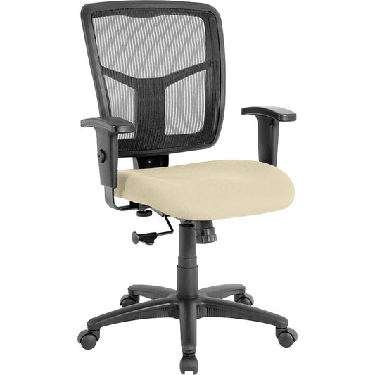 Lorell Ergomesh Managerial Mesh Mid-back Chair - Dillon Buff Seat Color - Vinyl Seat Material - Black Back Color - Mesh Back Material - Black Frame Color - Mid Back - 5-star Base - Buff, Beige - 1 Each