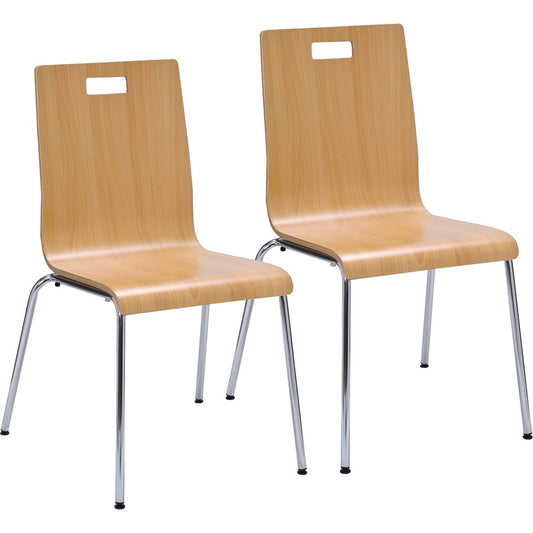 Lorell Bentwood Cafe Chairs - Steel Frame Material - Natural - Plywood, Bentwood - 2 / Carton